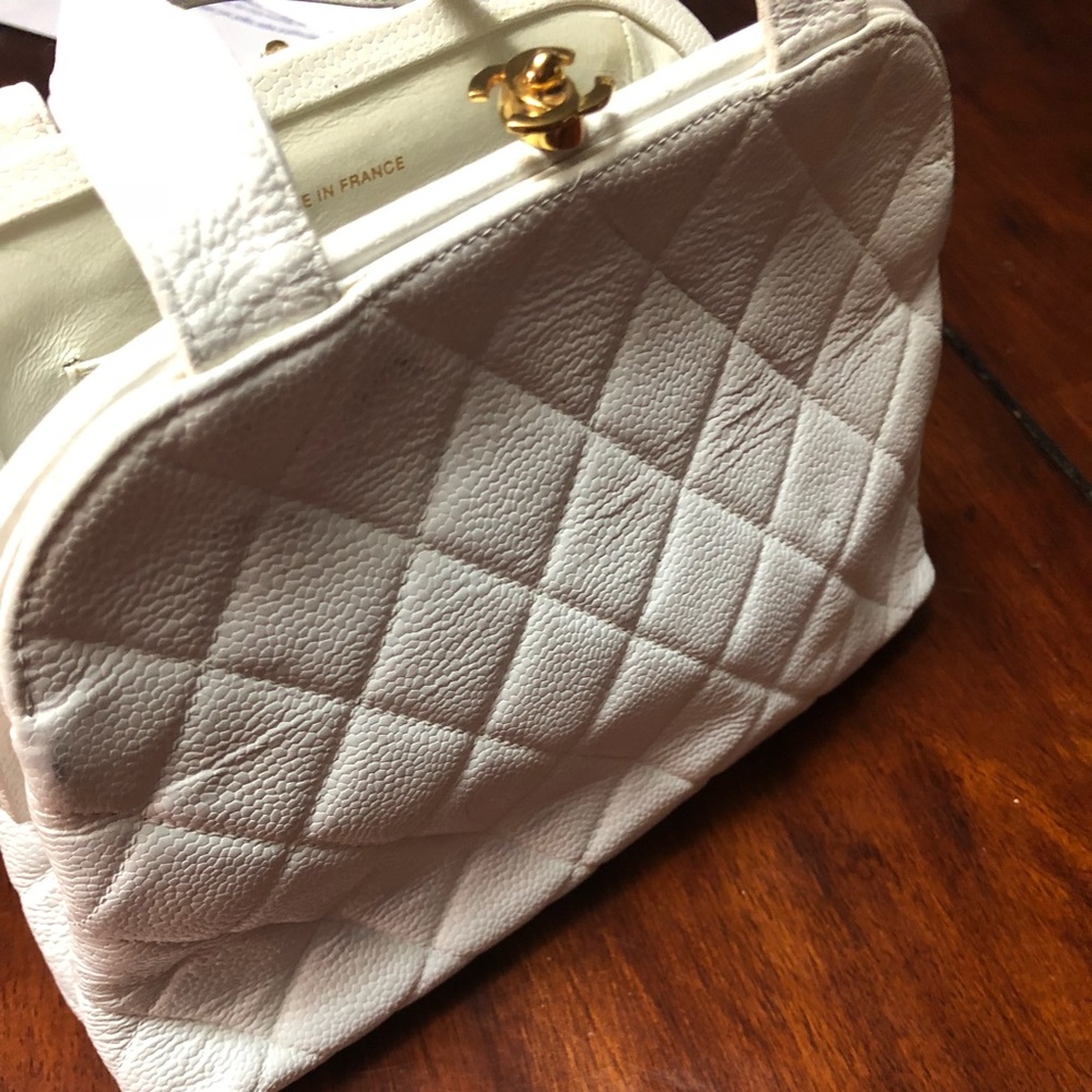 White Quilted Leather CHANEL BAG